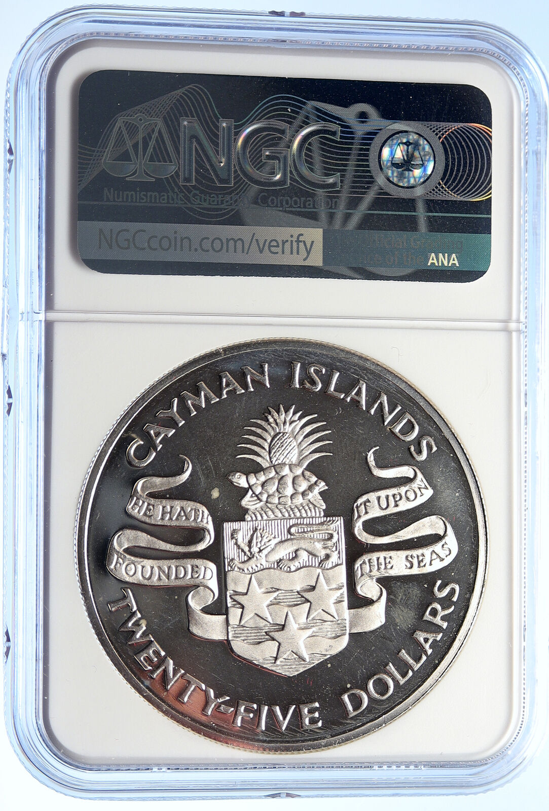 1974 CAYMAN ISLANDS 100 Yrs WINSTON CHURCHILL Proof Silver $25 Coin NGC i106794