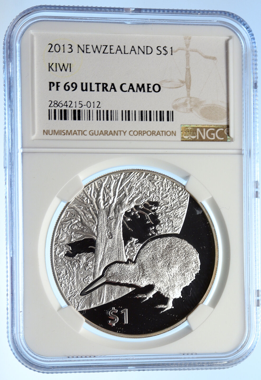 2013 NEW ZEALAND UK Queen Elizabeth II Proof Silver $ Coin KIWI BIRD NGC i106790