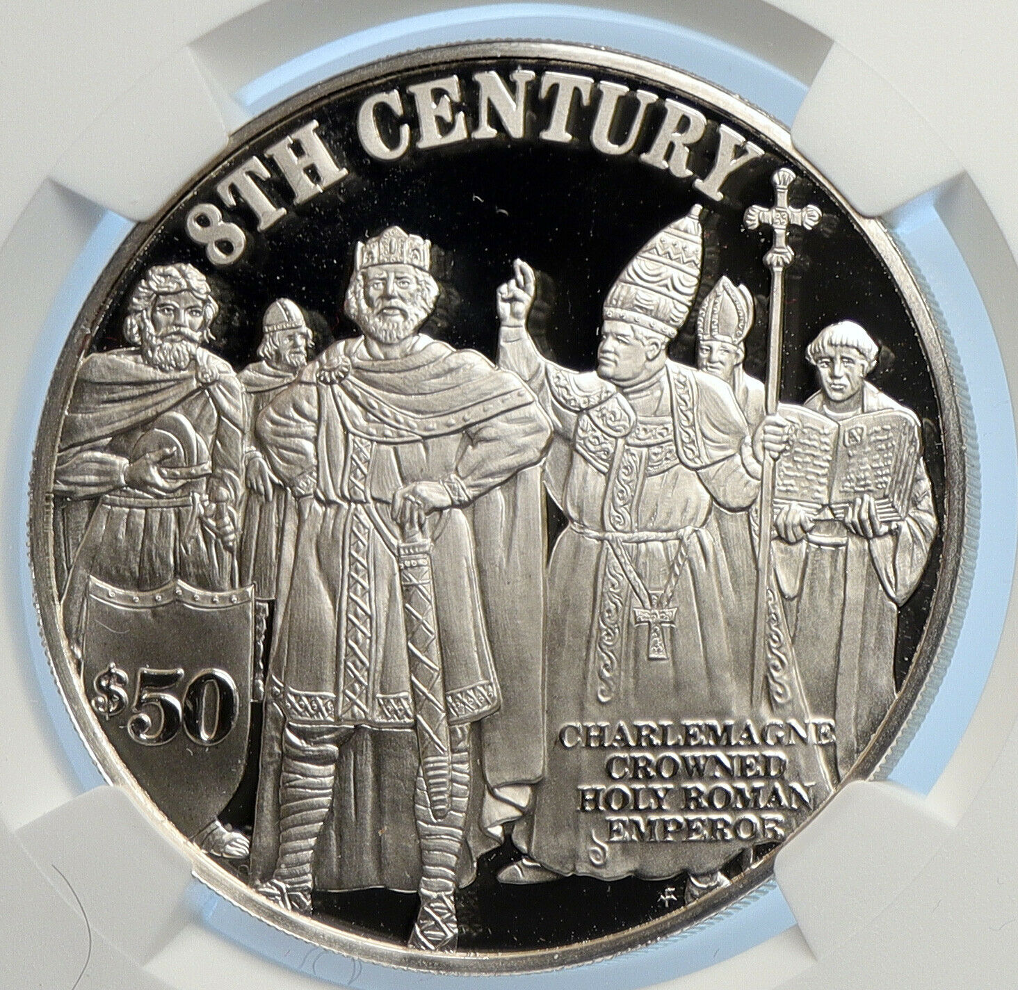 1997 COOK ISLANDS Charlemagne 8th Century PRF Silver 50 Dollars Coin NGC i107072