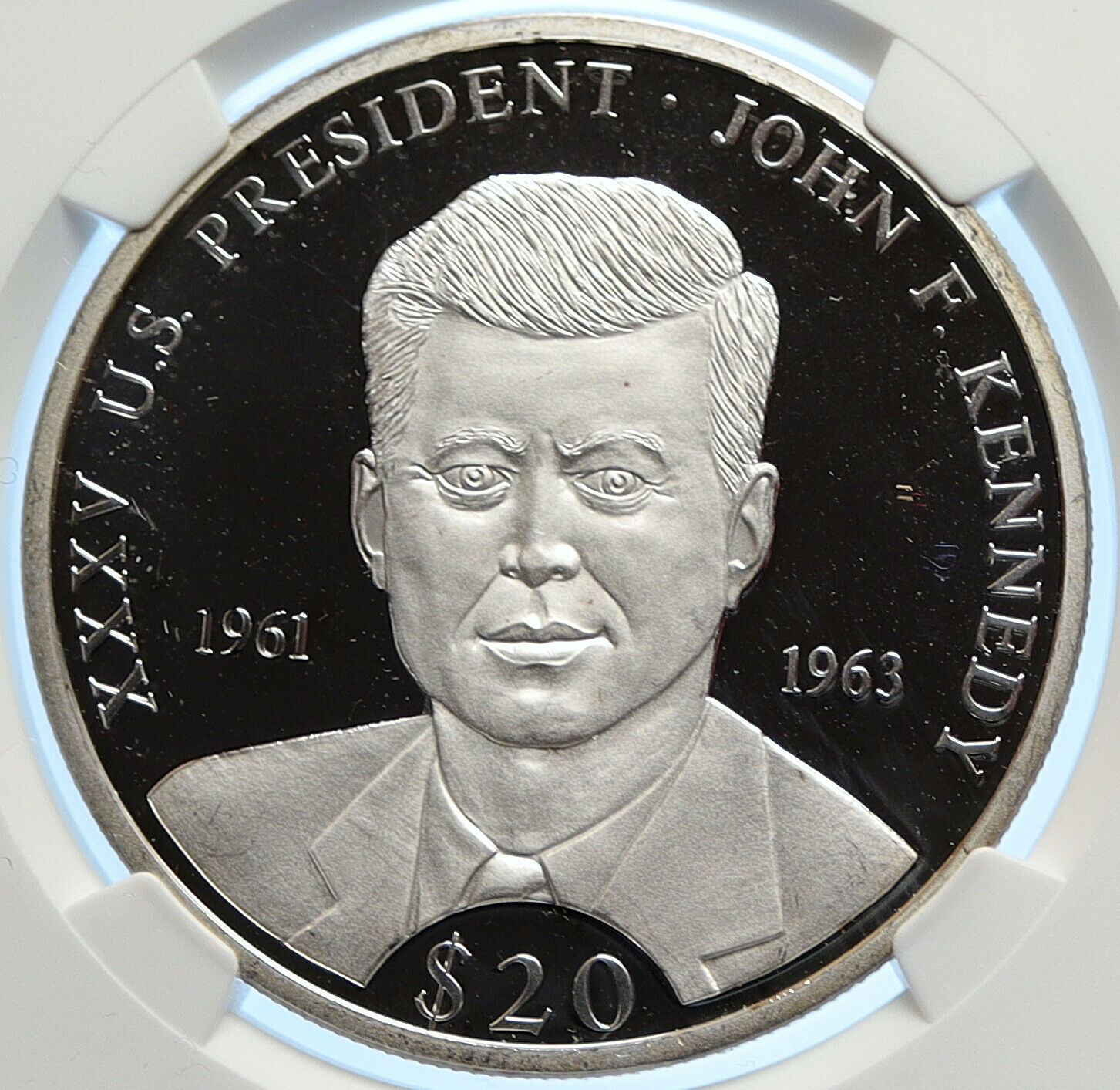 2000 LIBERIA US President JOHN F KENNEDY Proof Silver 20 Dollar Coin NGC i106795