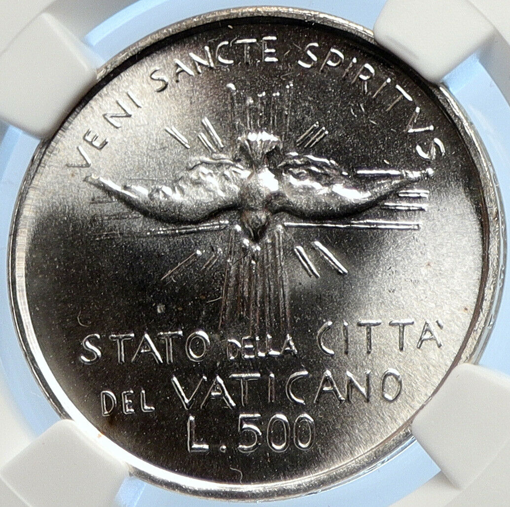 1978 VATICAN City CARDINAL Arms & DOVE Genuine Silver 500 Lire Coin NGC i107074