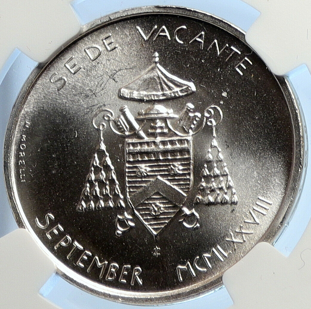 1978 VATICAN City CARDINAL Arms & DOVE Genuine Silver 500 Lire Coin NGC i107074