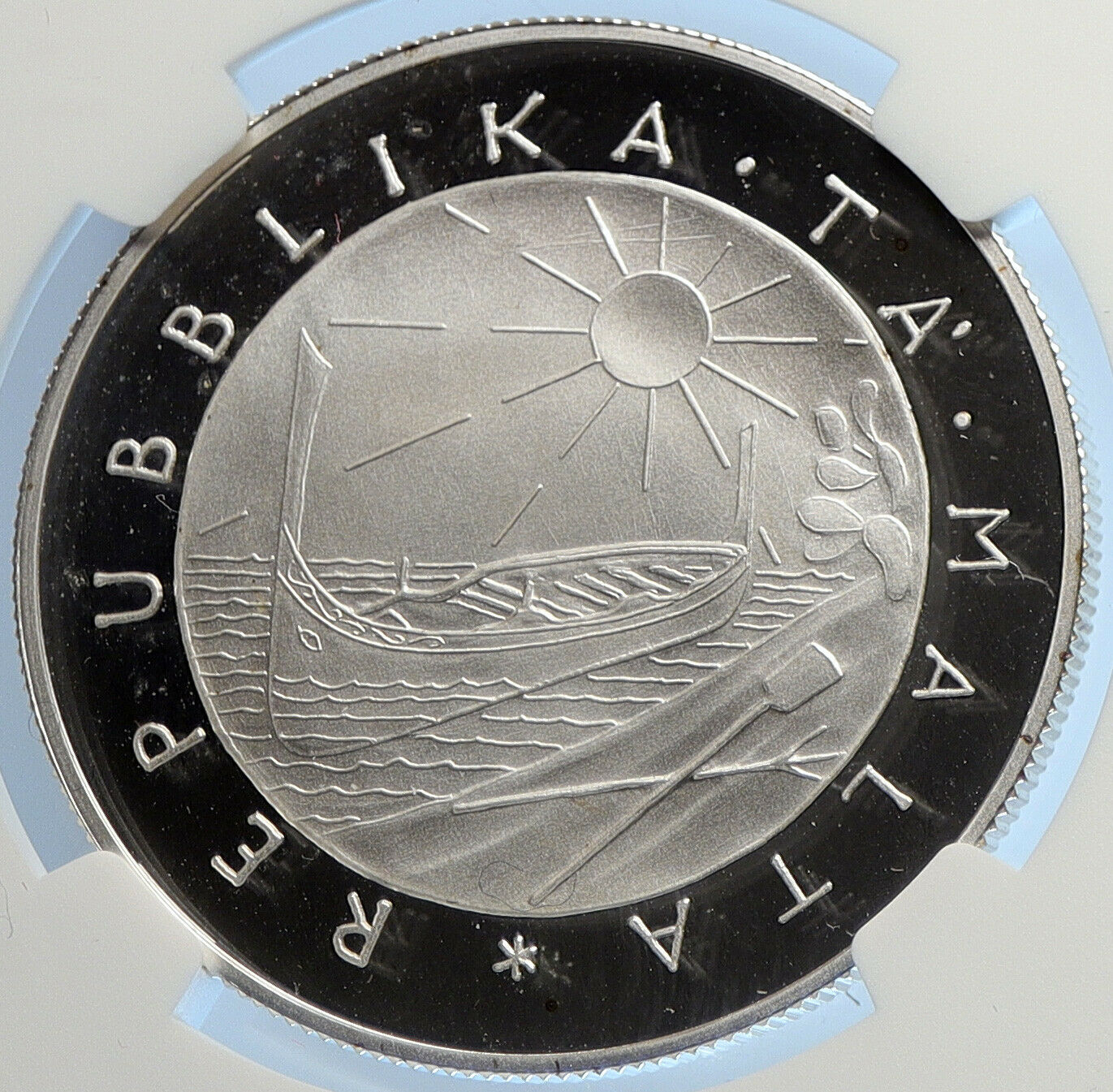 1977 MALTA Winmill of Xarolla VINTAGE Proof Silver 5 Lira Pound Coin NGC i107075