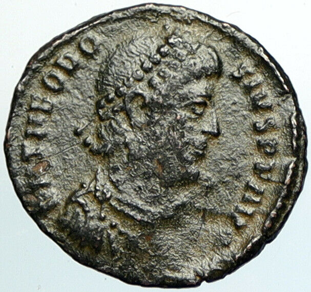 THEODOSIUS I the GREAT Ancient Antioch CONSTANTINOPOLIS Globe Roman Coin i102209