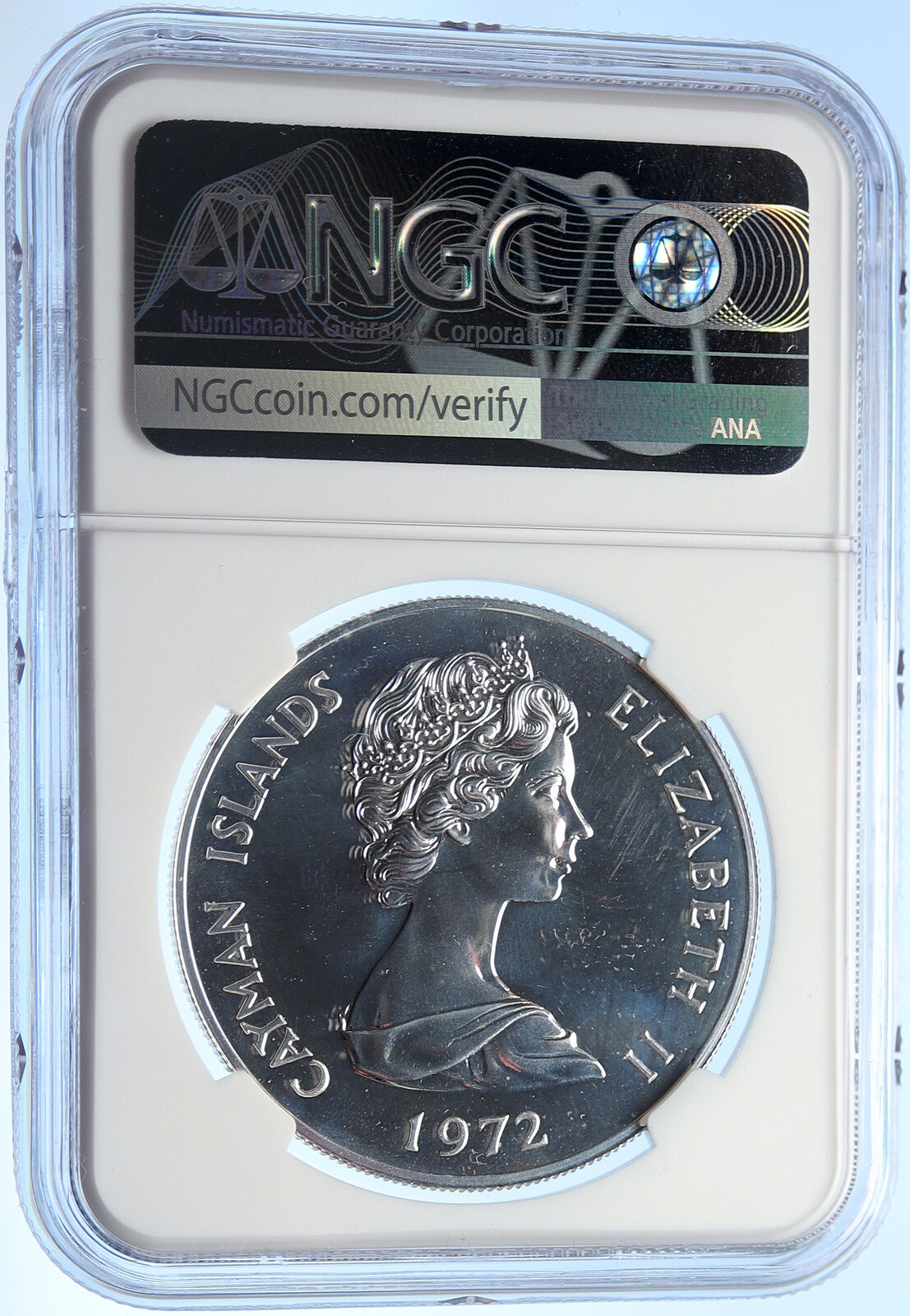 1972 CAYMAN ISLANDS Proof Like Silver $2 Coin GREAT BLUE HERON BIRD NGC i106280