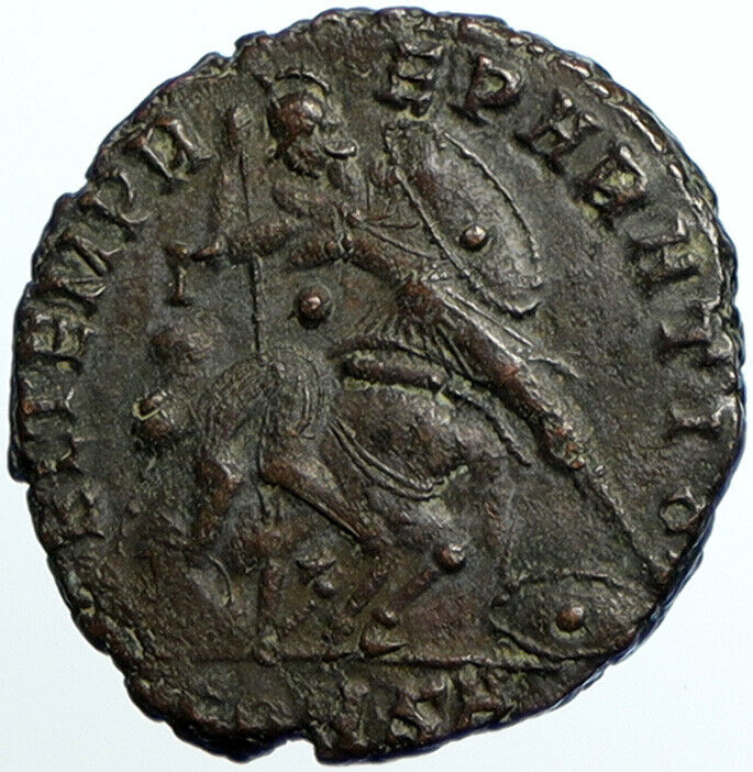 CONSTANTIUS II VINTAGE 348AD Antioch Ancient Roman Coin HORSEMAN SPEARED i102427