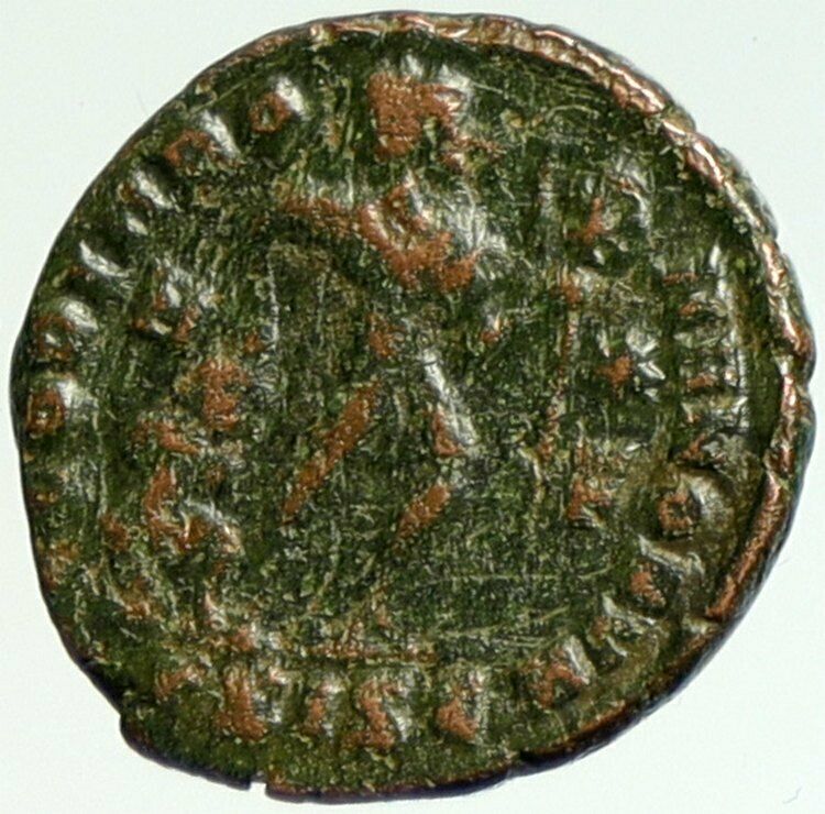 GRATIAN 367AD Authentic Ancient OLDRoman Coin CHRISTIAN CHI-RHO Labarum i104275