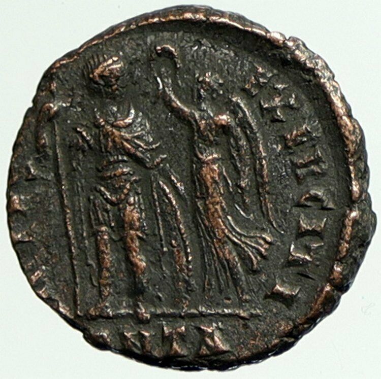 ARCADIUS 395AD ANTIQUE Ancient VINTAGE Roman Coin VICTORY Angel CROWNING i105043