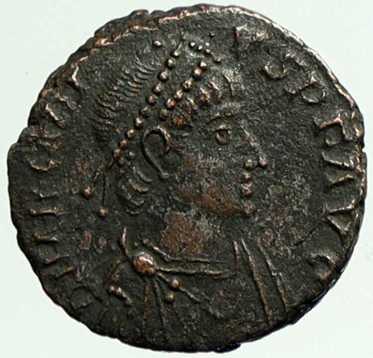 ARCADIUS 395AD ANTIQUE Ancient VINTAGE Roman Coin VICTORY Angel CROWNING i105043