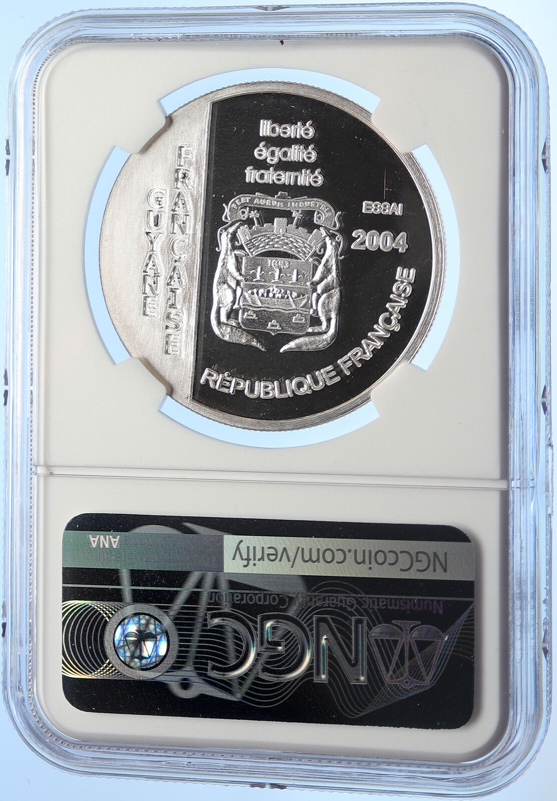 2004 FRANCE Guiana LE SOLEIL ROYAL Ship Proof Silver 1 1/2 Euro Coin NGC i106299