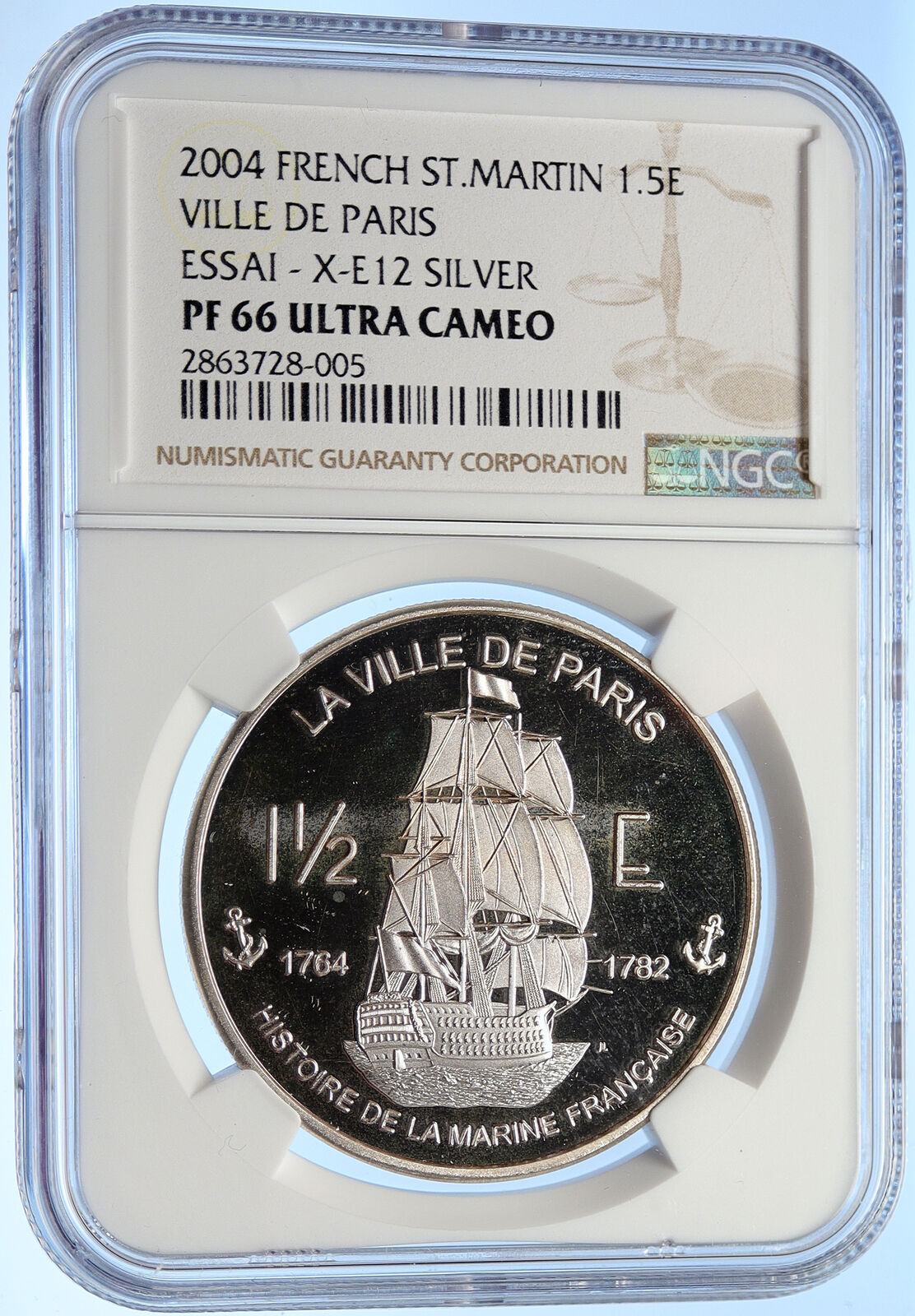 2004 FRANCE Saint Martin VILLE DE PARIS Proof Silver 1 1/2 Euro Coin NGC i106295