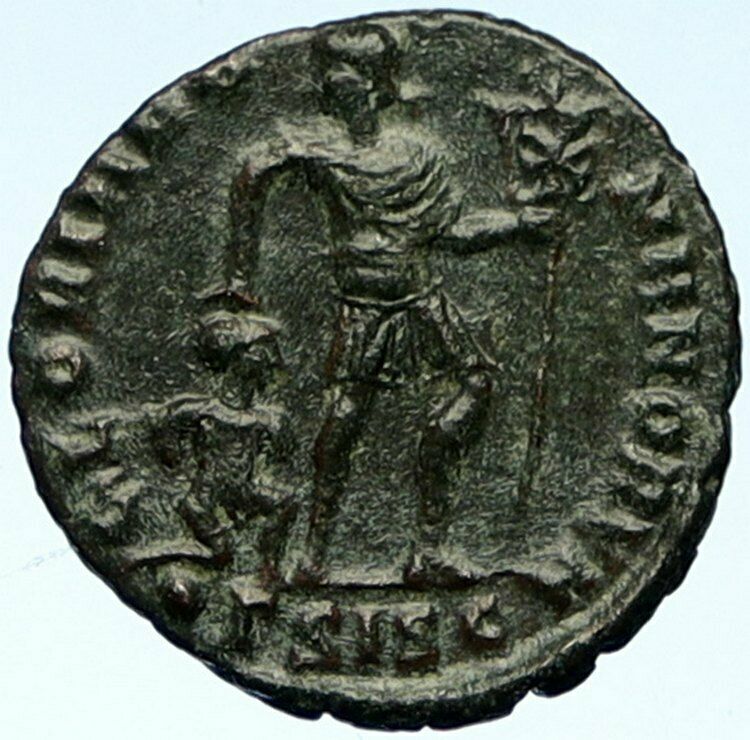 VALENTINIAN I Captive & Chi-Rho Christian ANTIQUE Ancient Roman Coin i102726