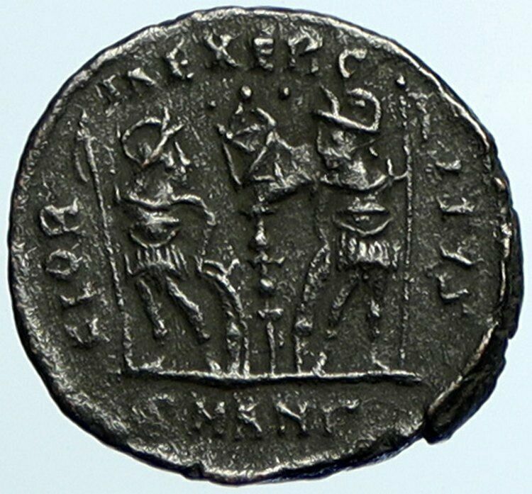 CONSTANTIUS II Authentic Ancient 337AD Roman Coin w LEGIONARY SOLDIERS i105389