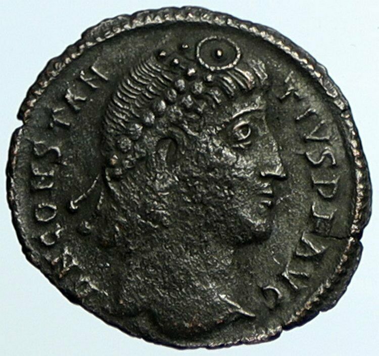 CONSTANTIUS II 347-48 AD Constantinople Ancient OLD Roman Coin Wreath i105411