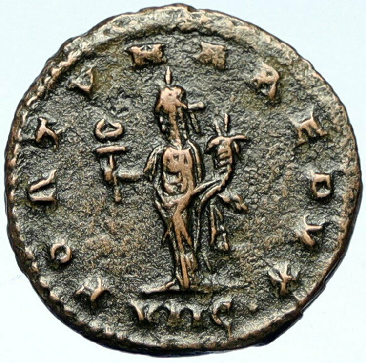 GALLIENUS Son of Valerian I Authentic Ancient OLD Roman Coin w Fortuna i102742