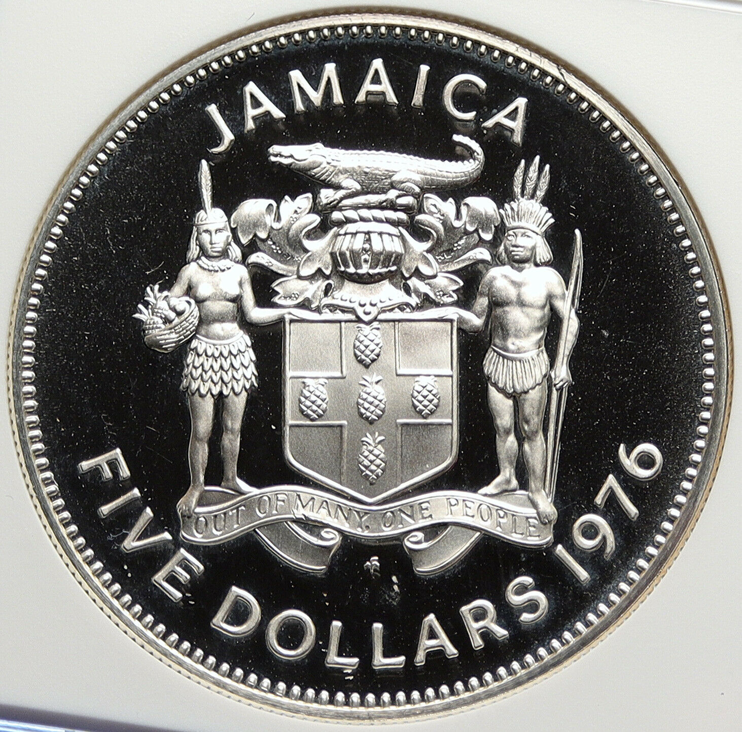 1976 JAMAICA HUGE Premier Norman W. Manley OLD Proof Silver $5 Coin NGC i106309