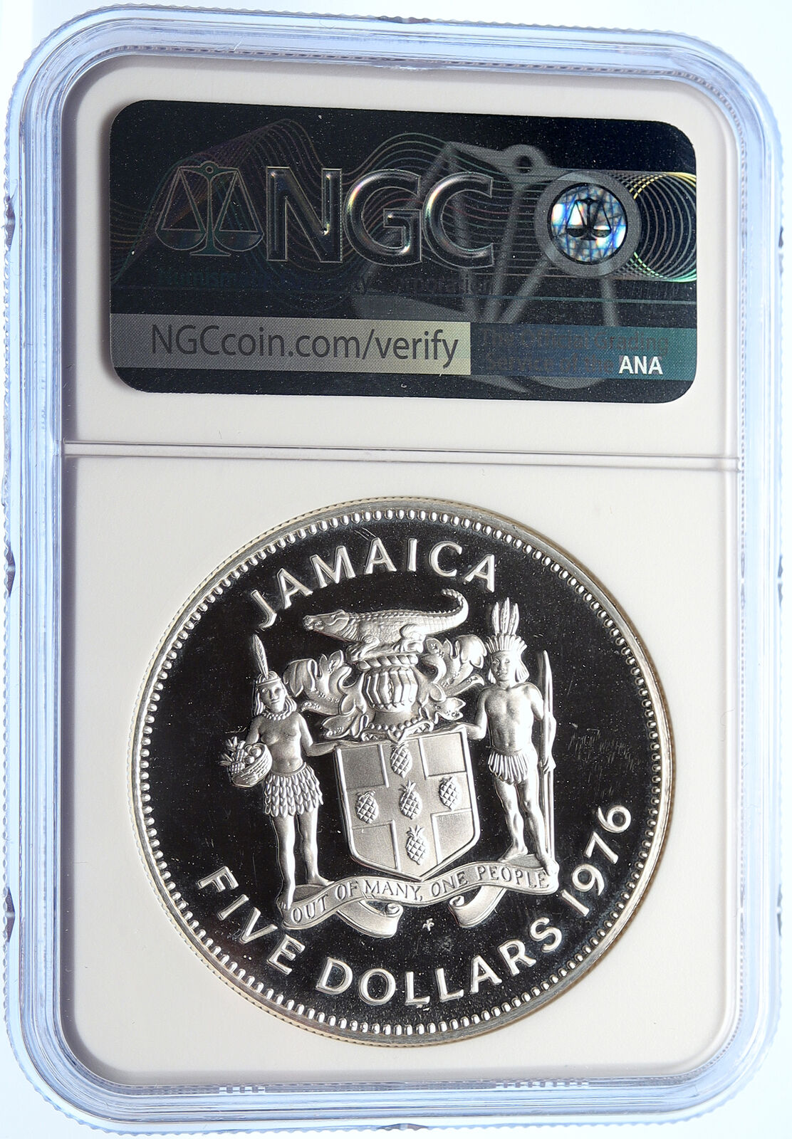 1976 JAMAICA HUGE Premier Norman W. Manley OLD Proof Silver $5 Coin NGC i106309