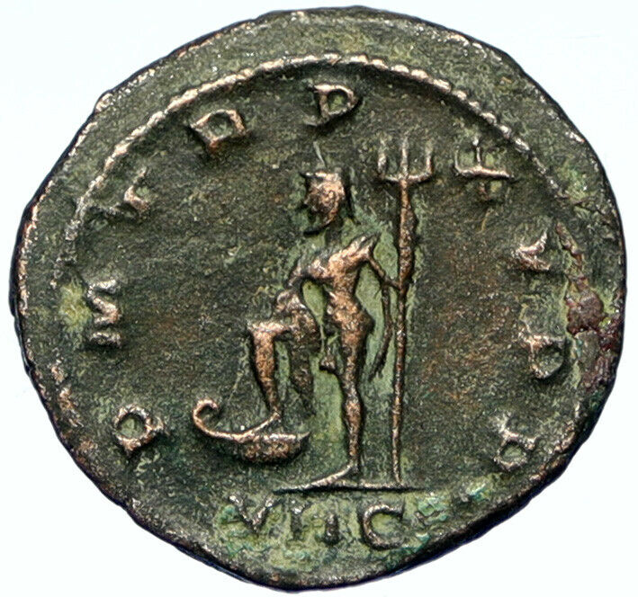 GALLIENUS Authentic Ancient 266AD Antioch Genuine Roman Coin w NEPTUNE i102809