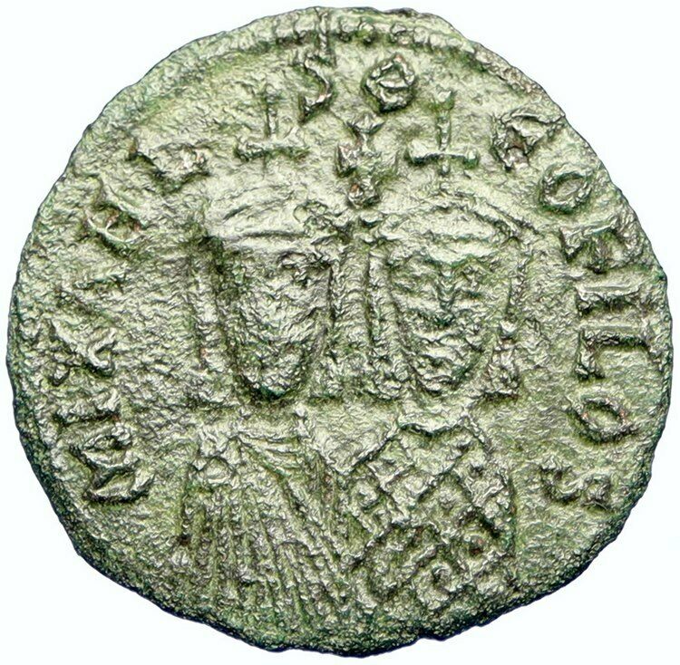 Michael II the Amorian & Theophilus 821AD RARE OLD Byzantine Follis Coin i102693