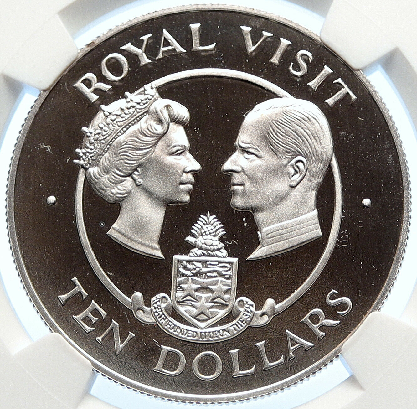 1983 CAYMAN ISLANDS Elizabeth II ROYAL VISIT Proof Silver $10 Coin NGC i106308