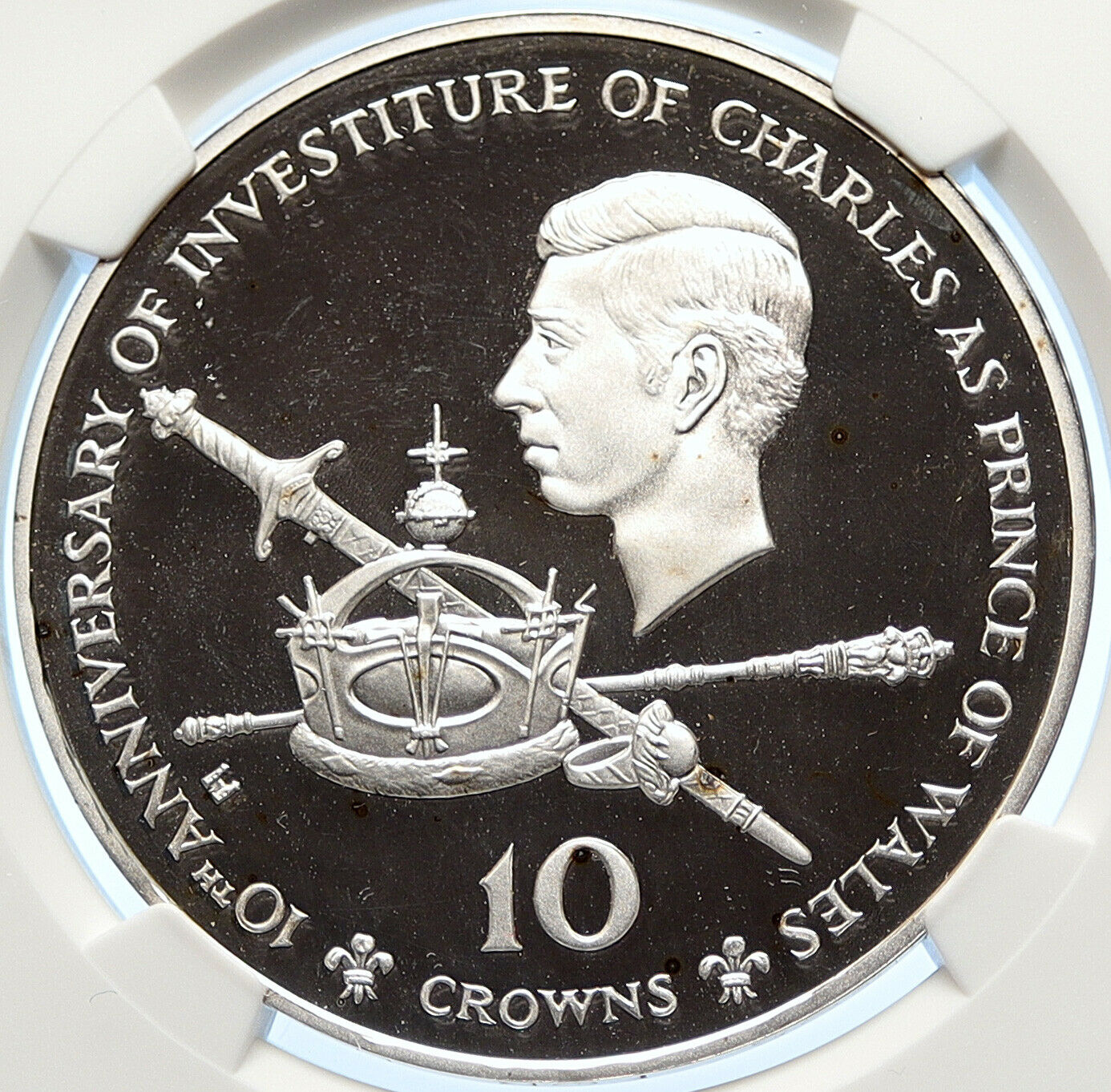 1979 TURKS AND CAICOS 10Yr Prince Charles Proof Silver 10 Crown Coin NGC i106316