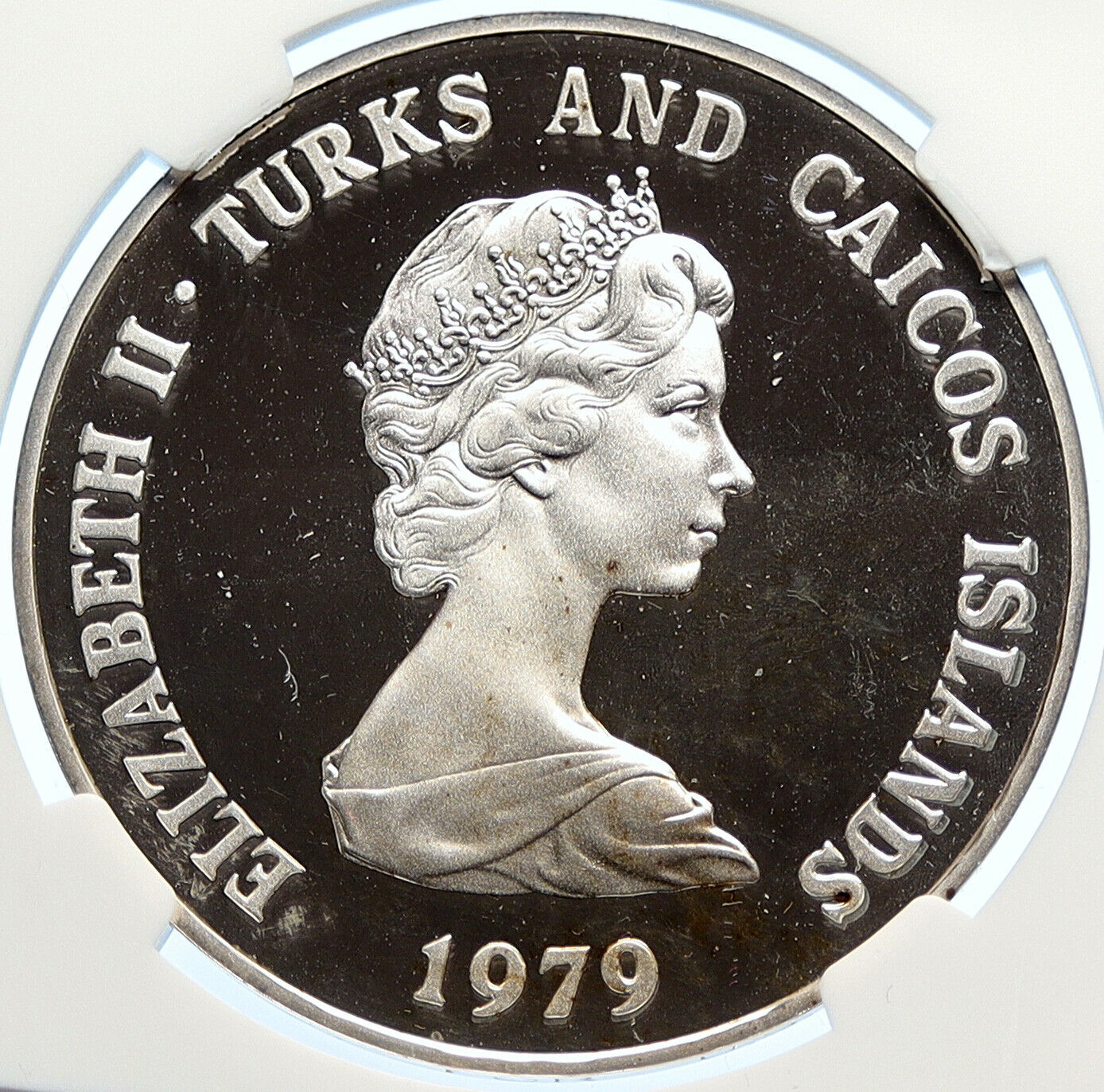 1979 TURKS AND CAICOS 10Yr Prince Charles Proof Silver 10 Crown Coin NGC i106316