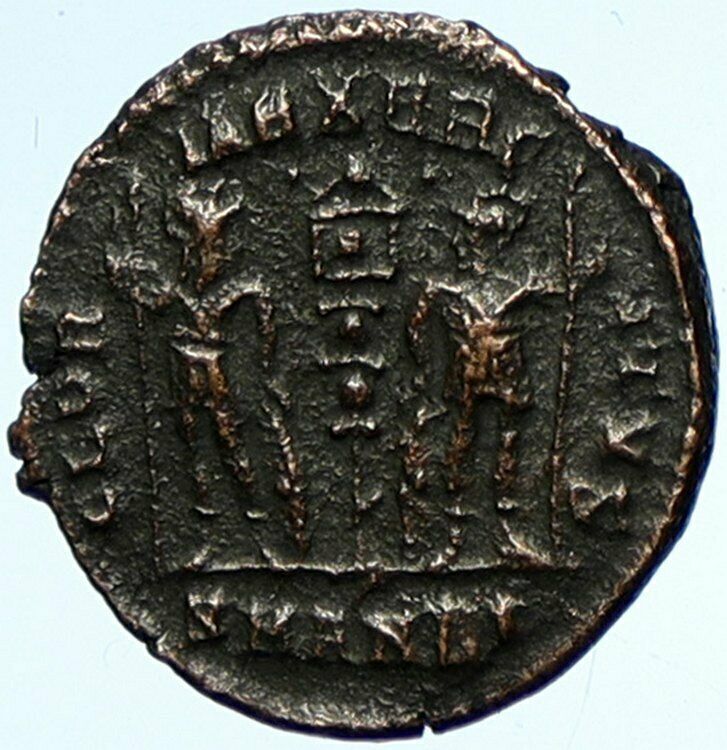 CONSTANTIUS II Authentic Ancient 337AD Roman Coin w LEGIONARY SOLDIERS i100985