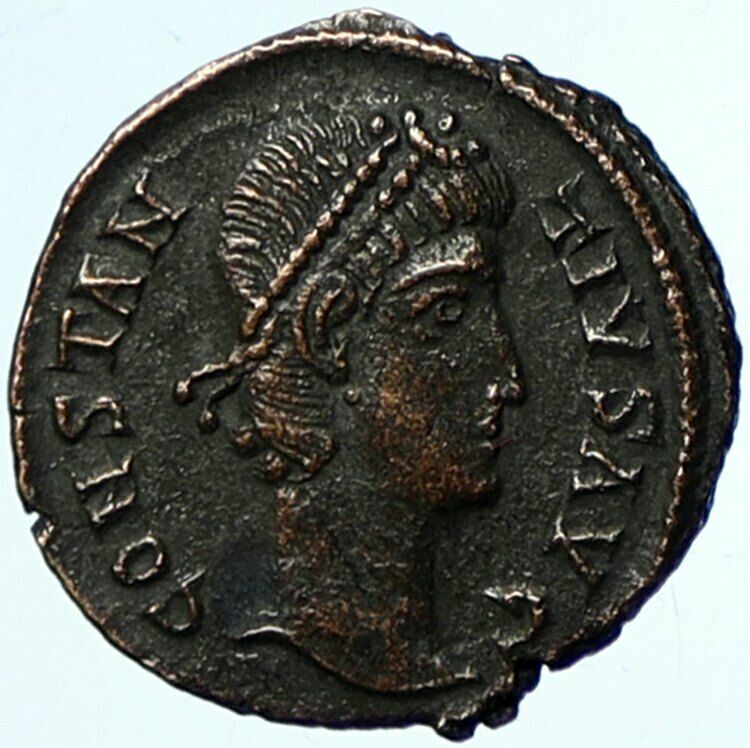 CONSTANTIUS II Authentic Ancient 337AD Roman Coin w LEGIONARY SOLDIERS i100985