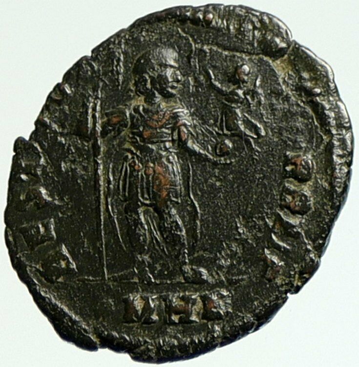 VALENTINIAN I Authentic Ancient 364AD Antique Roman Coin VICTORY & GLOBE i104360