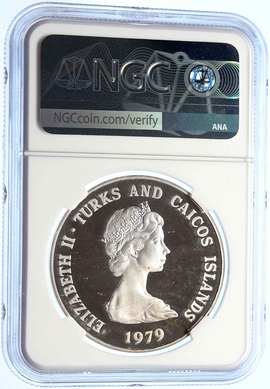 1979 TURKS AND CAICOS 10Yr Prince Charles Proof Silver 10 Crown Coin NGC i106316