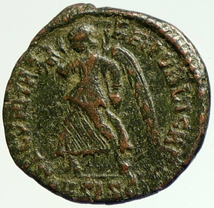 VALENS Original 364AD Siscia Authentic Ancient Roman Coin VICTORY ANGEL i104329