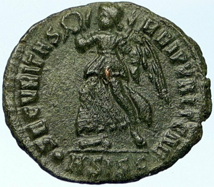 VALENS Original 364AD Siscia Authentic Ancient Roman Coin VICTORY ANGEL i102788