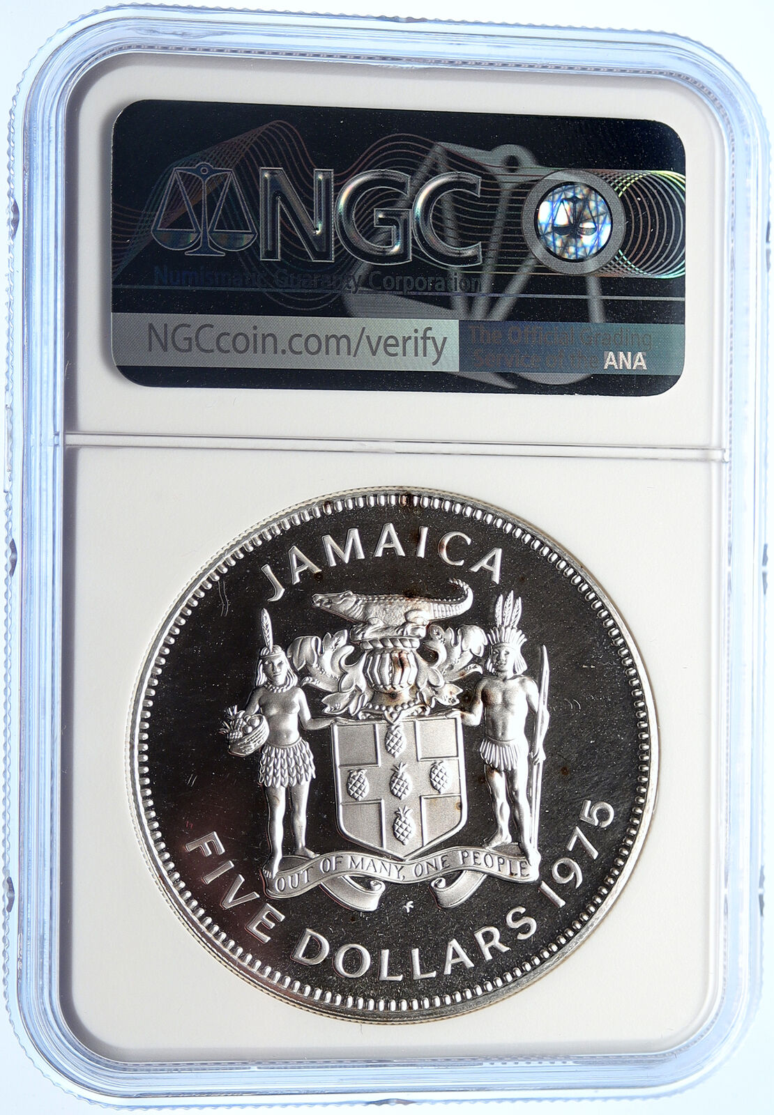 1975 JAMAICA HUGE Premier Norman W. Manley OLD Proof Silver $5 Coin NGC i106304