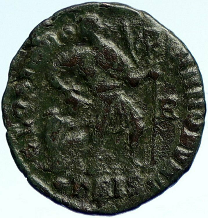 VALENS Ancient Roman Coin EMPEROR w Labarum CHRISTIAN Chi-Rho & CAPTIVE i103695