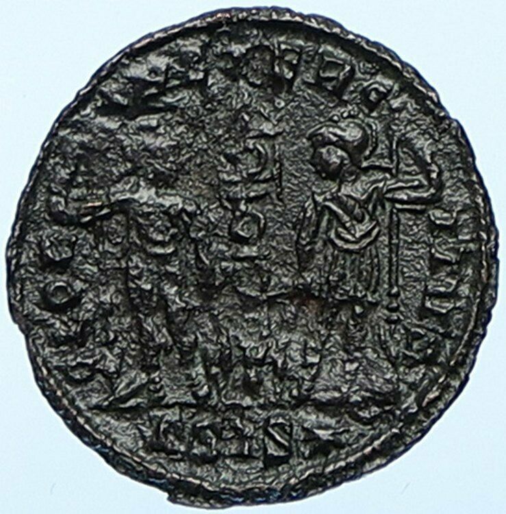 CONSTANTIUS II 330AD Ancient Authentic Roman Coin LEGIONARY WAR SOLDIERS i104293