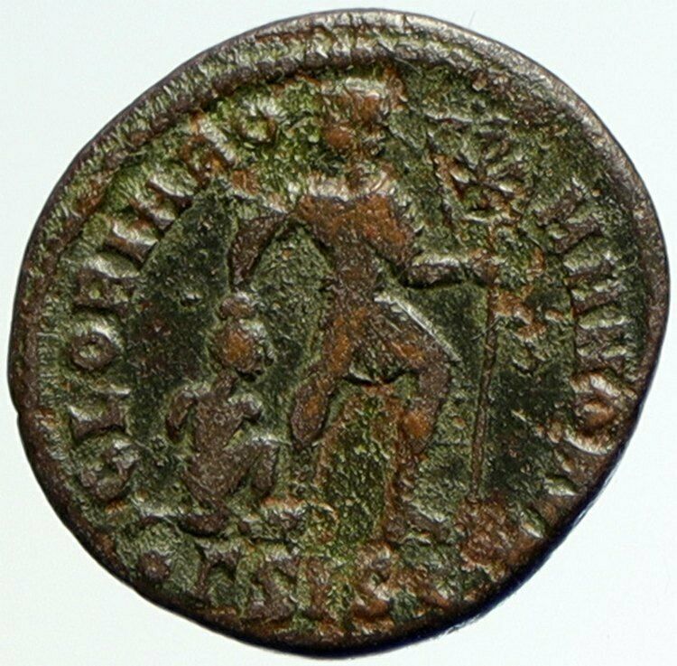 VALENTINIAN I Captive & Christian Chi-Rho ANTIQUE Ancient Roman Coin i104334