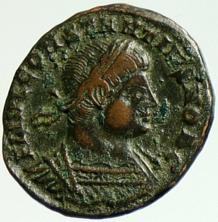 CONSTANTIUS II 334AD Ancient Authentic Roman Coin LEGIONARY WAR SOLDIERS i104305