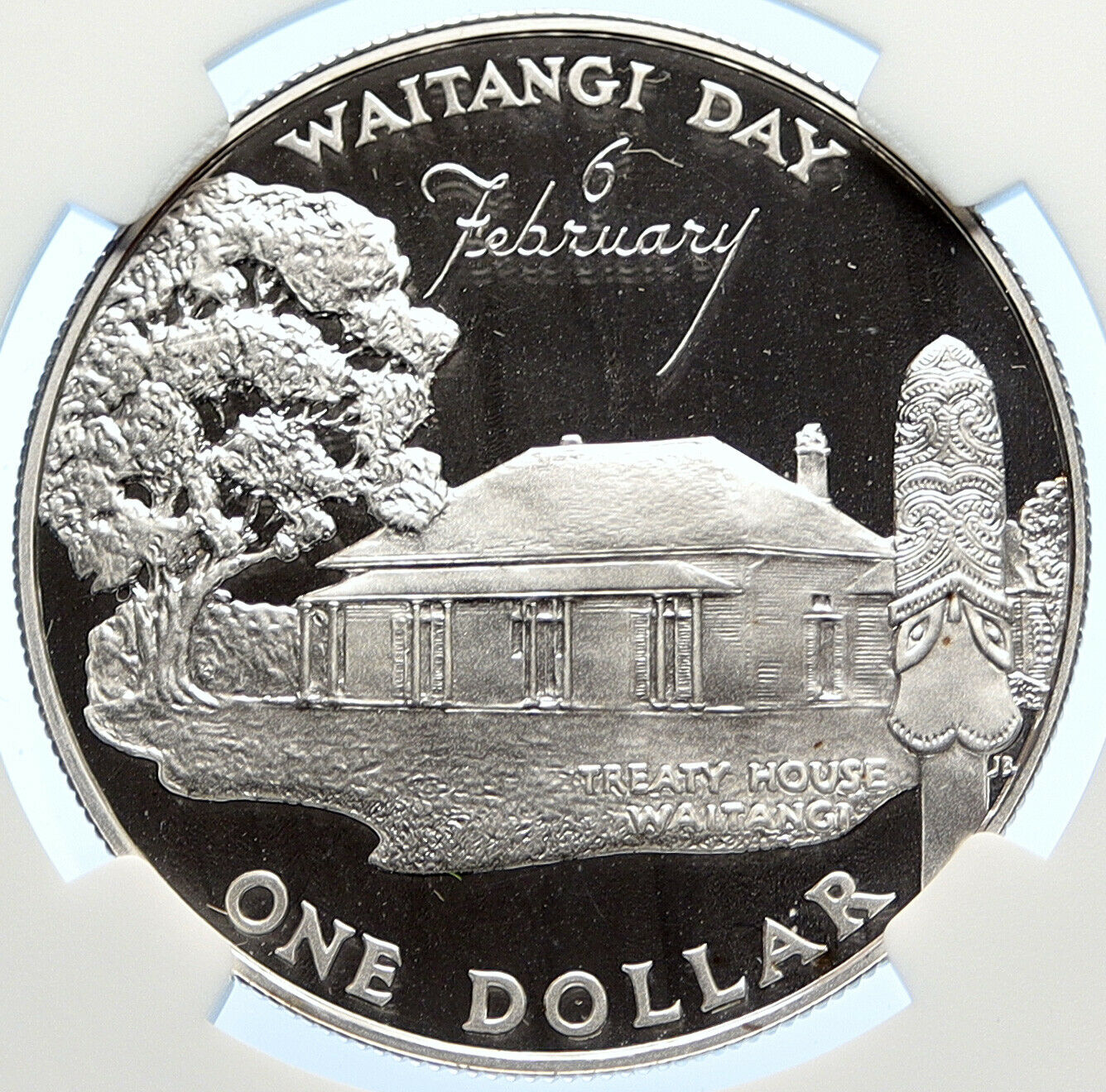 1977 NEW ZEALAND Elizabeth II WAITANGI DAY Proof Silver Dollar Coin NGC i106313