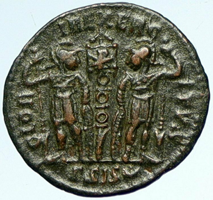 CONSTANTIUS II Siscia Ancient OLD Roman Coin HORSEMAN GLADIATOR BATTLE i103392