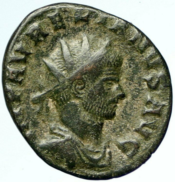 AURELIAN Authentic Ancient Orignal Genuine OLD Roman Coin GLOBE of ZEUS i103391