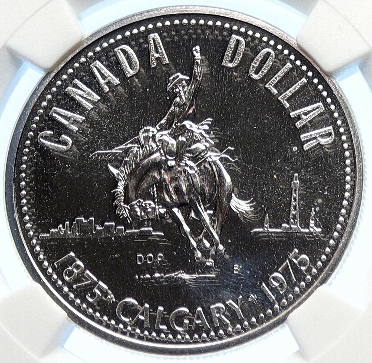 1975 CANADA UK Queen Elizabeth II Calgary 100Y Specimen Silver Coin NGC i106324