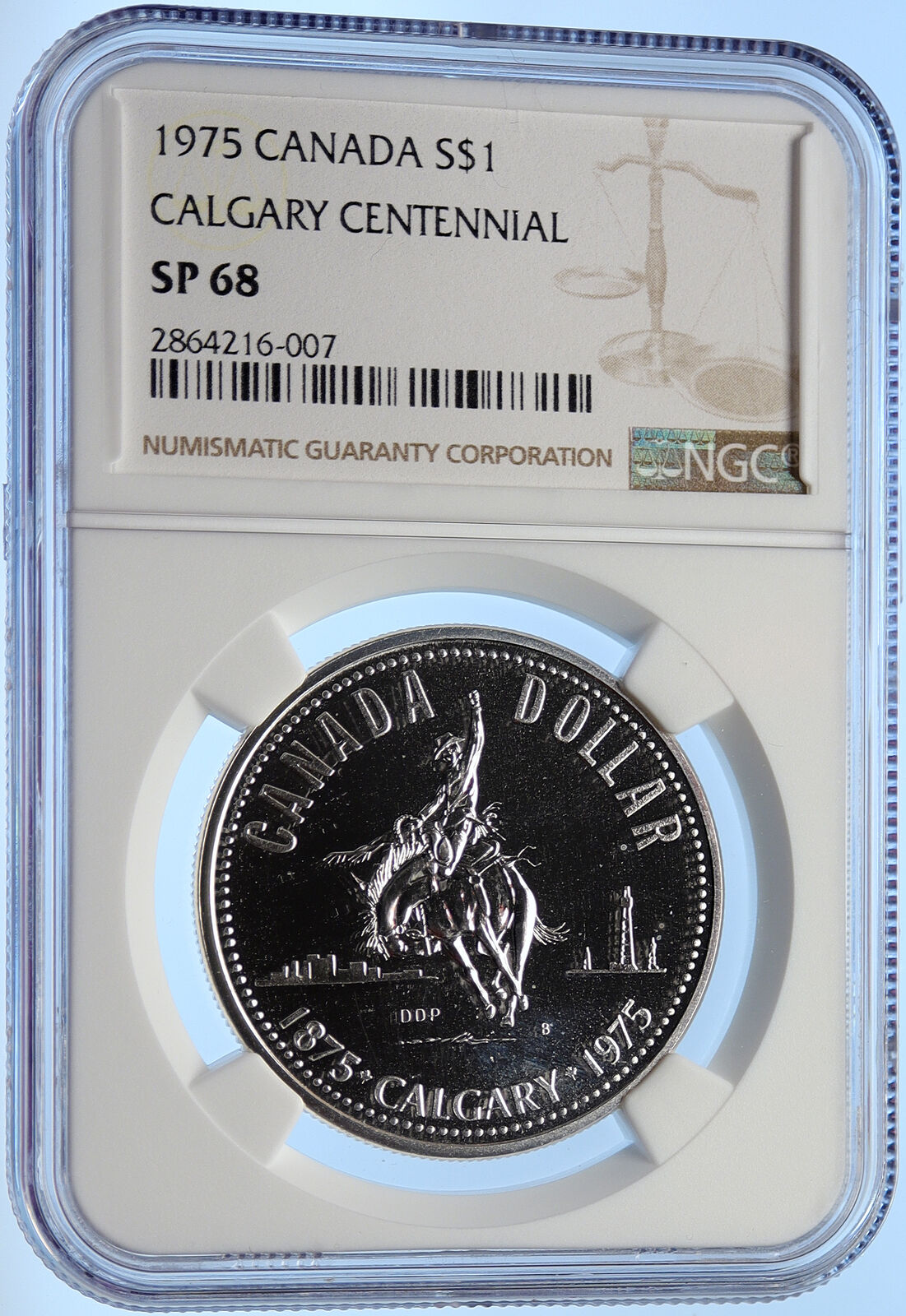 1975 CANADA UK Queen Elizabeth II Calgary 100Y Specimen Silver Coin NGC i106324