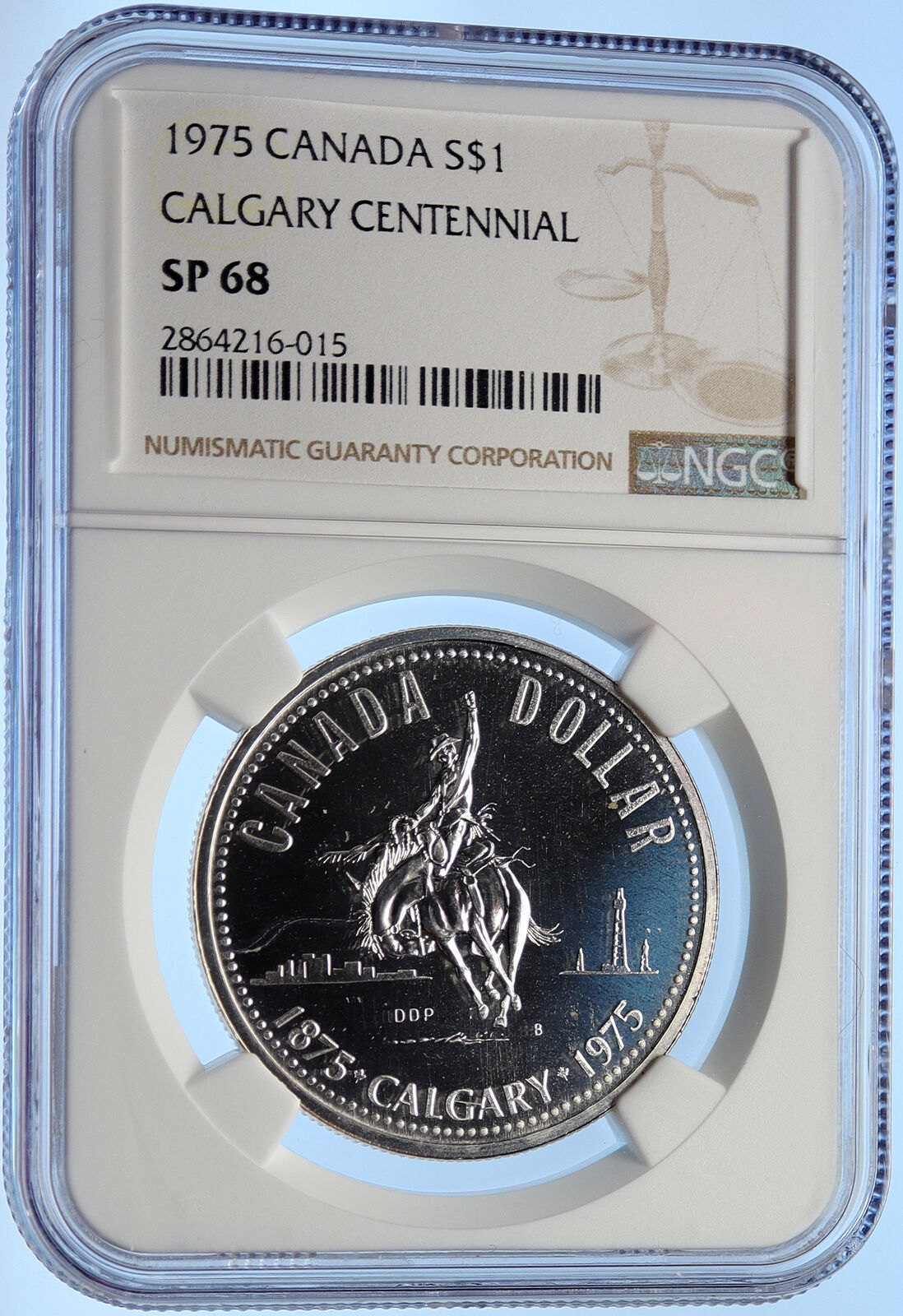 1975 CANADA UK Queen Elizabeth II Calgary 100Y Specimen Silver Coin NGC i106332