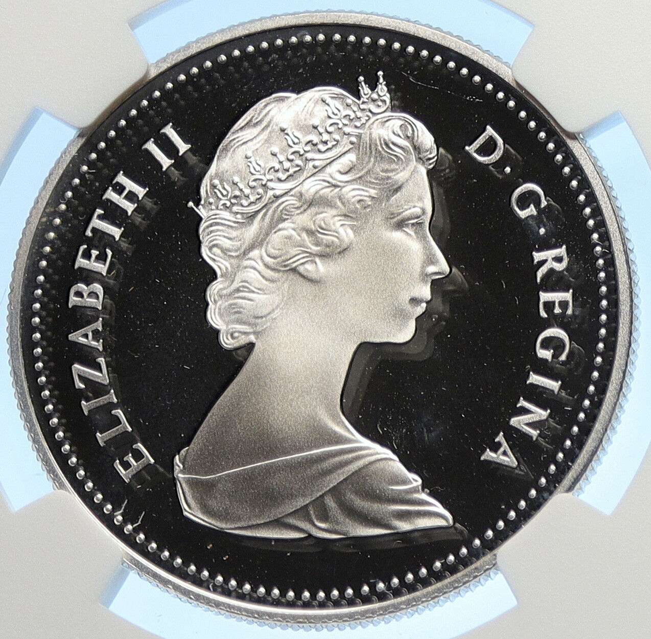 1981 CANADA UK Elizabeth II Railway Train PROOF Silver Dollar Coin NGC i106331