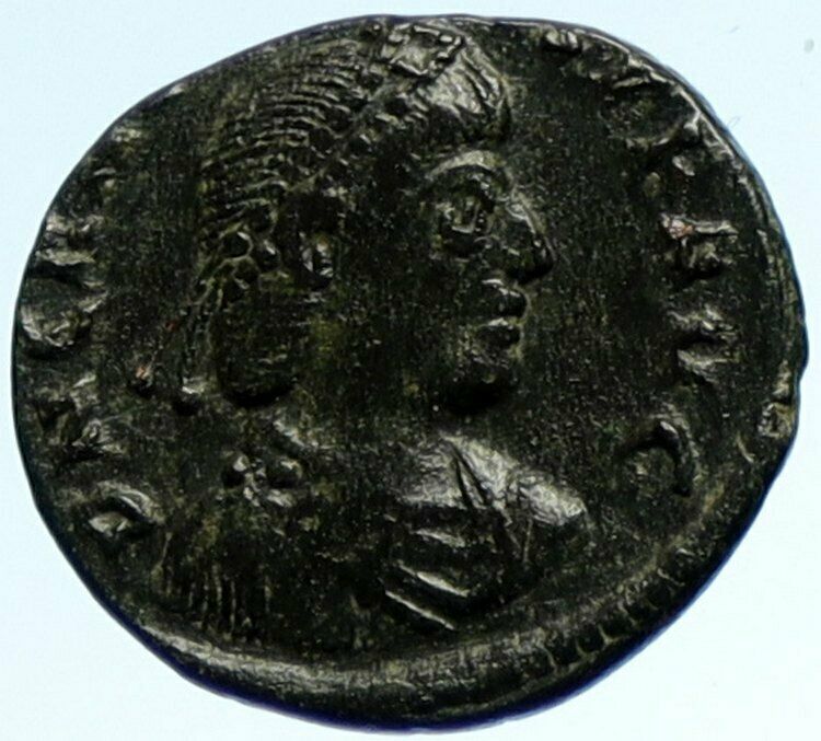 GRATIAN 367AD Authentic Ancient OLD Roman Coin CHRISTIAN CHI-RHO Captive i103841