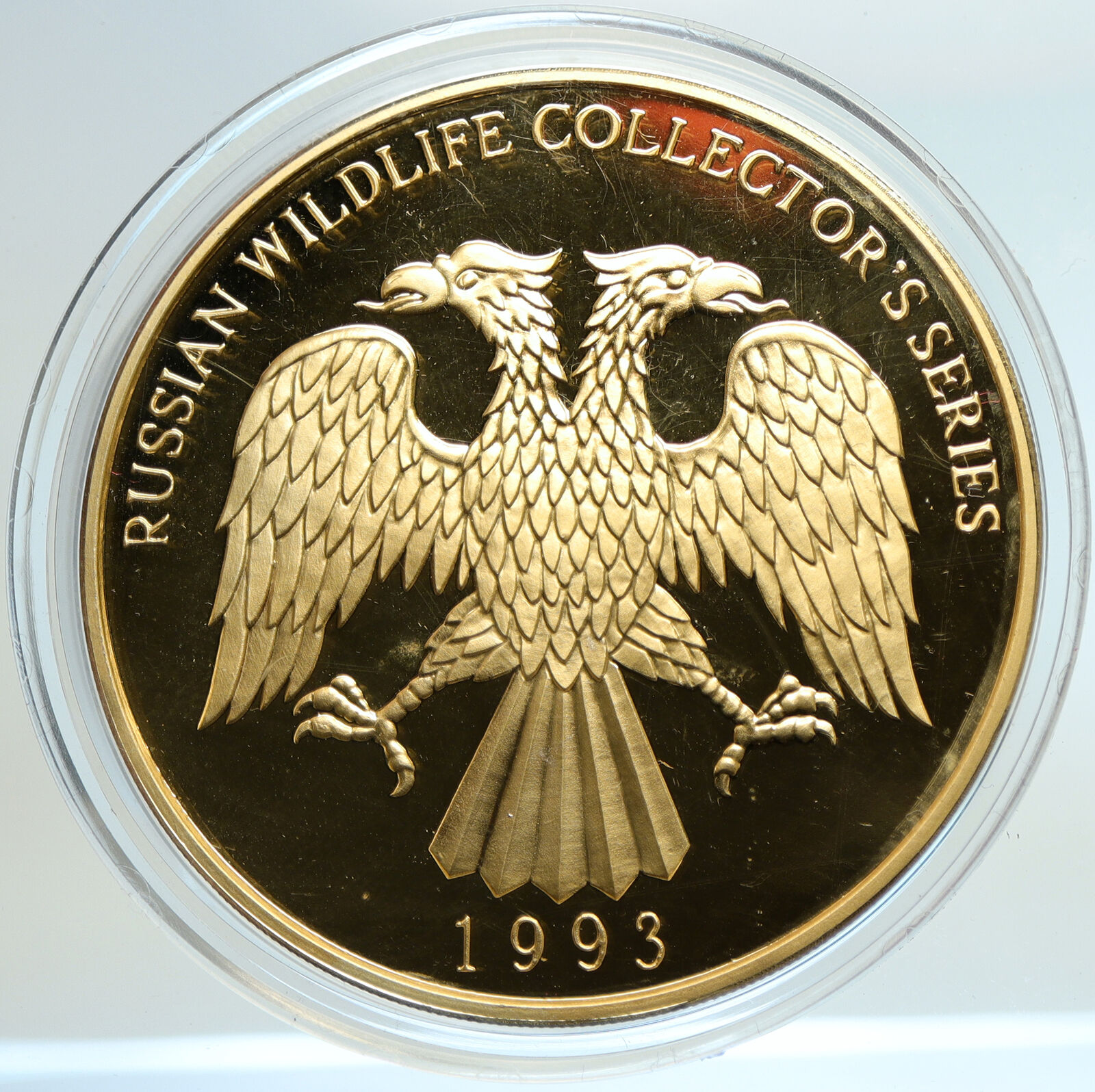 1993 RUSSIA Wildlife Collector Series Vintage Proof Gilt Silver Medal i104870