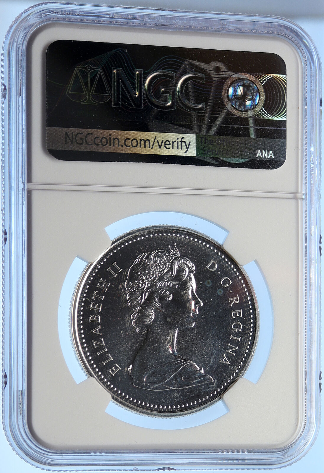 1976 CANADA Queen Elizabeth II LIBRARY Specimen Silver Dollar Coin NGC i106325