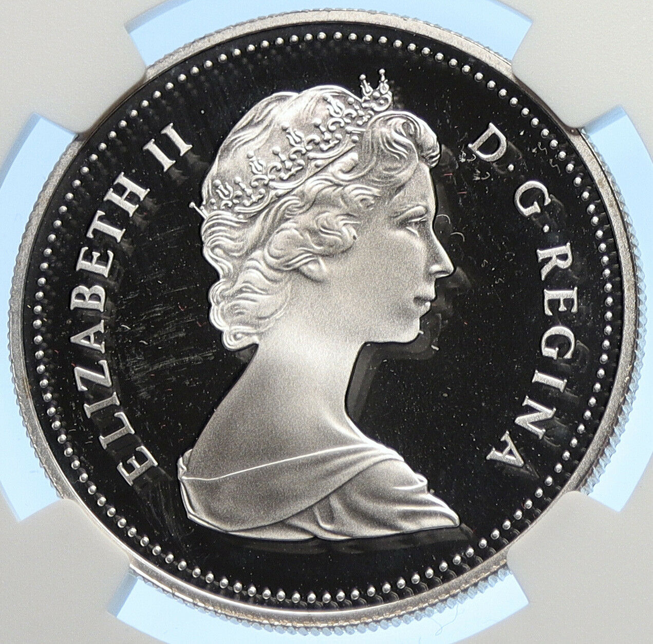 1981 CANADA UK Elizabeth II Railway Train PROOF Silver Dollar Coin NGC i106327