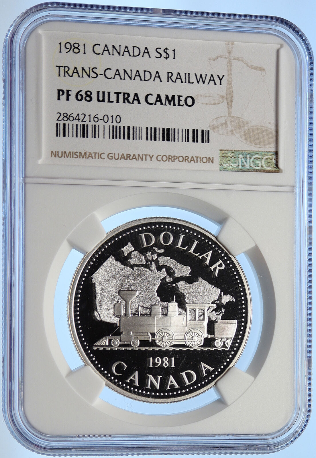 1981 CANADA UK Elizabeth II Railway Train PROOF Silver Dollar Coin NGC i106327