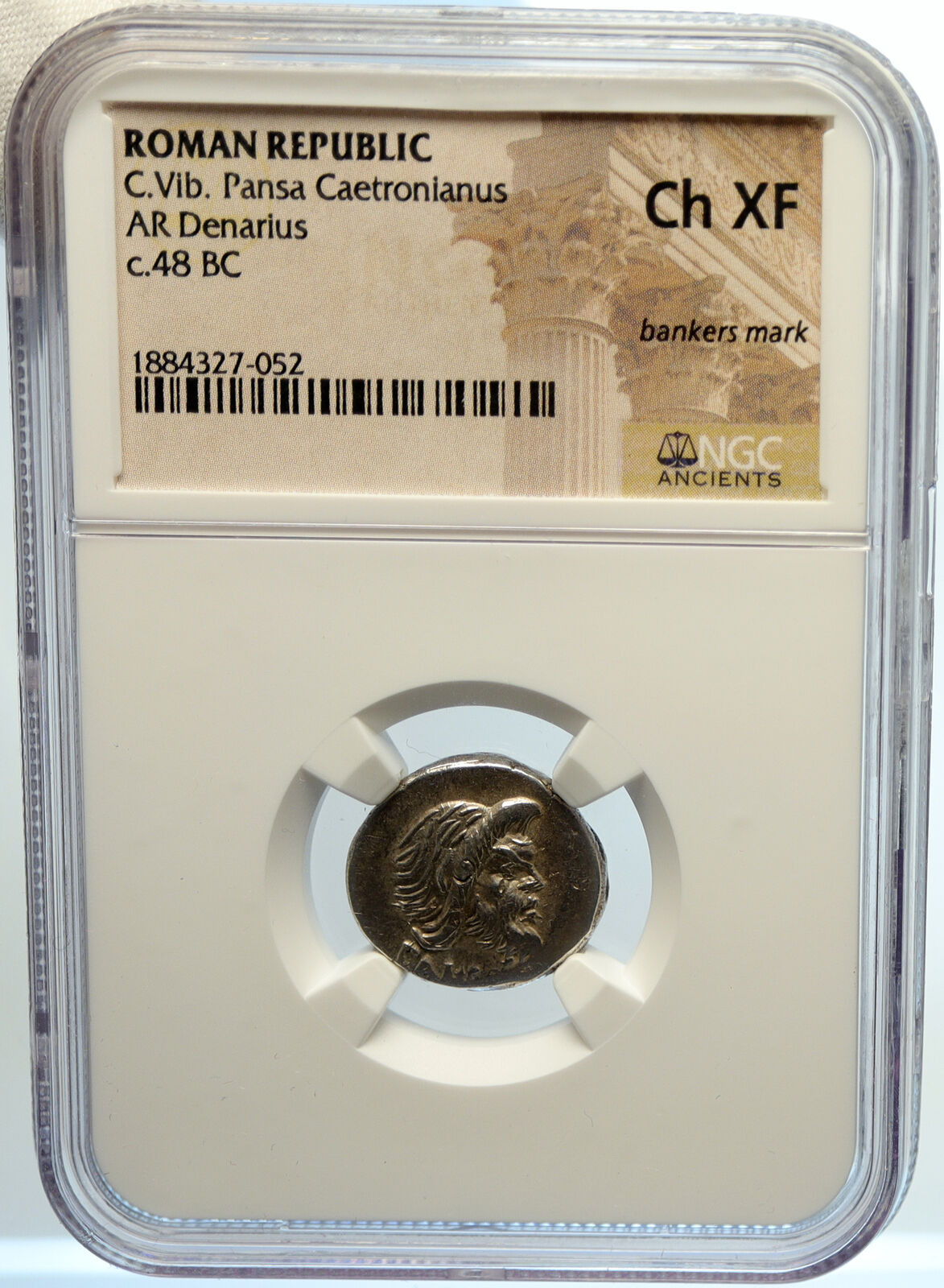 Roman Republic 48BC Authentic Ancient Silver Coin JUPITER AXURUS PAN NGC i104864